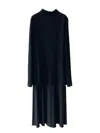 Jil Sander High-neck Flared Midi Dress In Black
