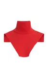 Jil Sander High-neck Knit Large Bib Top In Red