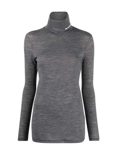 Jil Sander Gray Lightweight Technical Wool Turtleneck In 028 Dark Grey