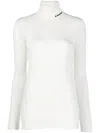 Jil Sander High-neck Long Sleeve Top With Logo Detail In White