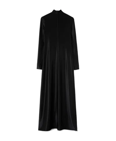 Jil Sander High-neck Long-sleeved Maxi Dress In Black