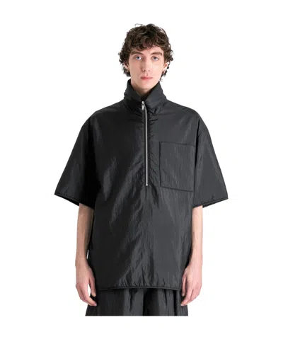 Jil Sander High-neck Padded Shirt In Black