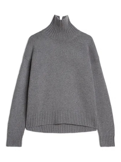 Jil Sander High-neck Ribbed-cuff Sweater In Gray