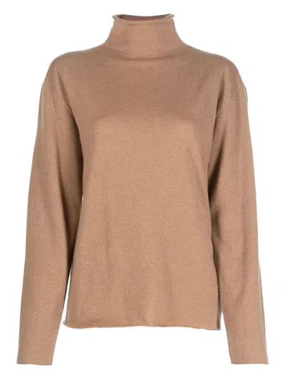 Jil Sander High-neck Sweater In Brown