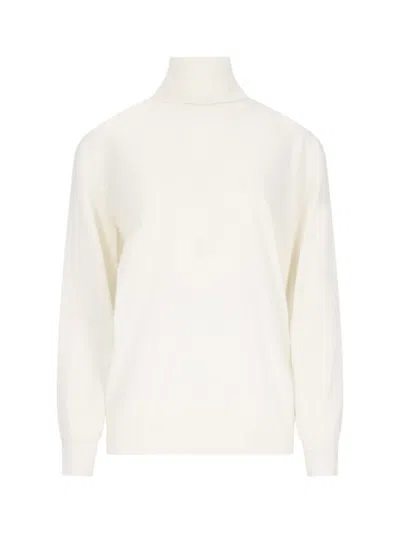 Jil Sander High Neck Sweater In White