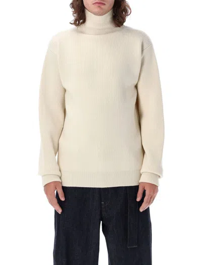 Jil Sander High Neck Sweater Zip Side In White