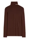 Jil Sander Brown Lightweight Wool Blend High-neck T-shirt In Brown