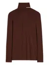 Jil Sander Brown Lightweight Wool Blend High-neck T-shirt In Brown