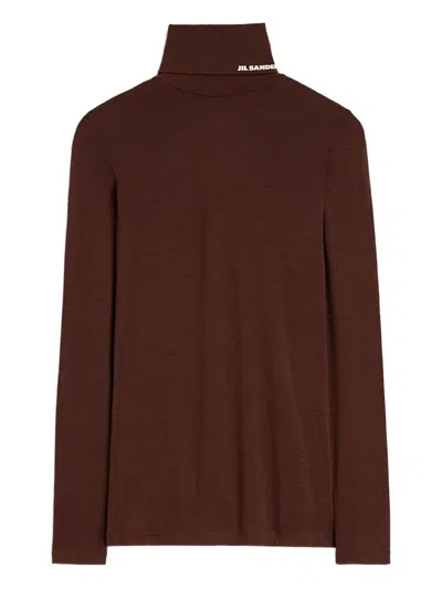 JIL SANDER HIGH-NECK T-SHIRT WITH LOGO