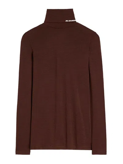 JIL SANDER HIGH-NECK T-SHIRT WITH LOGO