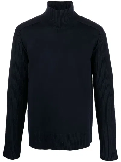 Jil Sander High-neck Wool Jumper In Blue