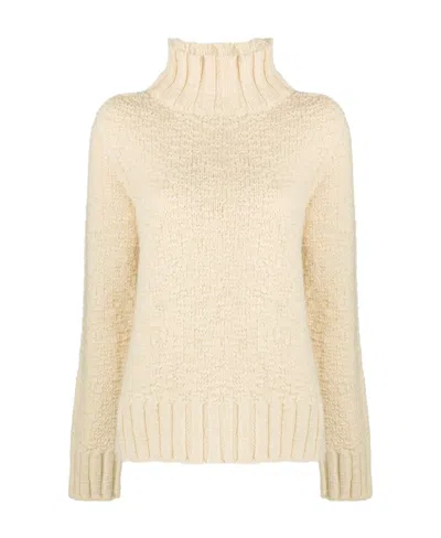 Jil Sander High-neck Wool Jumper In Nude