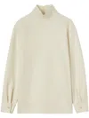 Jil Sander Long-sleeved Wool Top With High Neck In White