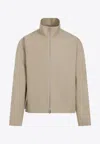 Jil Sander High-collar Logo-patch Jacket In Gray
