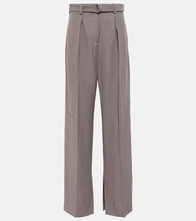 Jil Sander High-rise Canvas Pants In Brown