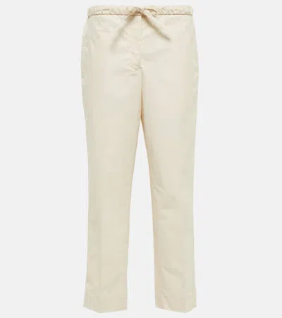 Jil Sander High-rise Cotton Pants In Natural