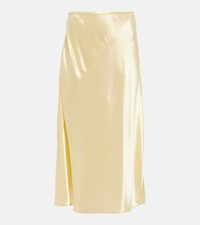 Jil Sander High-rise Satin Midi Skirt In Cream