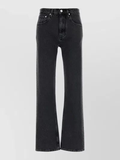 Jil Sander High Rise Wide Leg Flared Denim Jeans In Black
