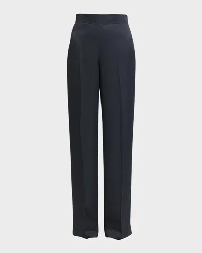 Jil Sander High-rise Wide-leg Matte Fluid Trousers In Navy
