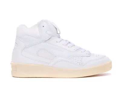 Jil Sander High Sneakers. In White