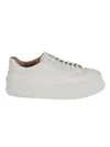 Jil Sander Leather Flatform Sneakers In Natural