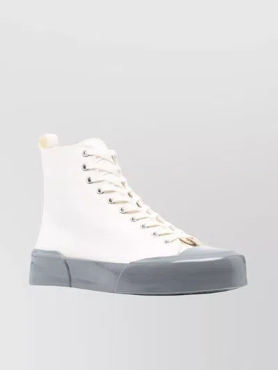 Jil Sander High-top Canvas Sneakers Rubber Sole In White