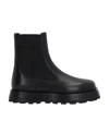 Jil Sander Square-toe Leather Ankle Boots In Black