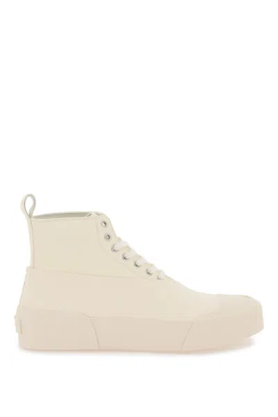 Jil Sander Leather High-top Sneakers In White