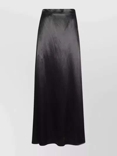 Jil Sander High Waist A-line Satin Skirt In Black