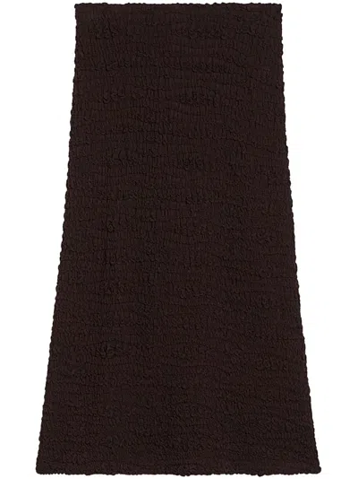 Jil Sander High-waist-midirock Mit Knitteroptik In Schwarz