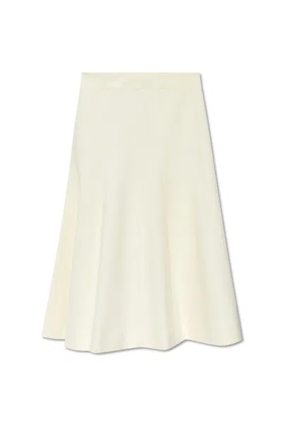 Jil Sander High Waist Flared Midi Skirt In White