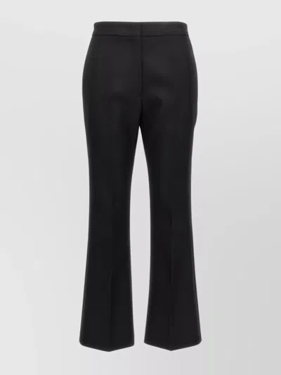 Jil Sander High Waist Flared Wool Trousers With Front Crease In Black