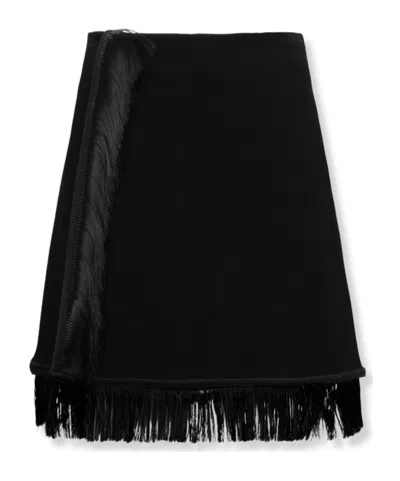 Jil Sander High Waist Fringed Mini Skirt In Black