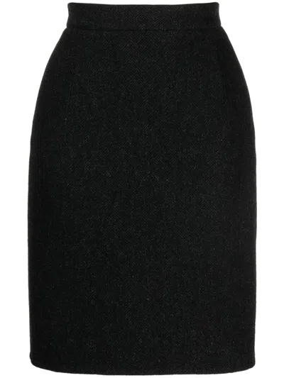 Jil Sander High-waist Herringbone Skirt In Black