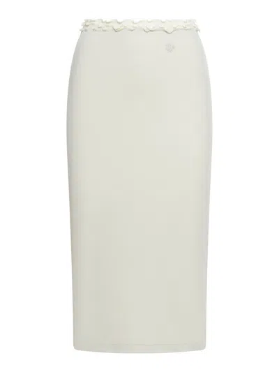 Jil Sander White Layered Cotton Midi Skirt In Neutrals