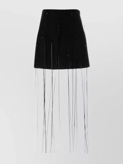 JIL SANDER HIGH WAIST MINI SKIRT FRINGE DETAIL