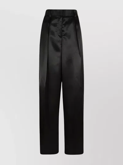 JIL SANDER HIGH WAIST PLEATED FRONT WIDE LEG TROUSERS