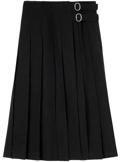 Jil Sander High-waist Pleated Midi Skirt In Black