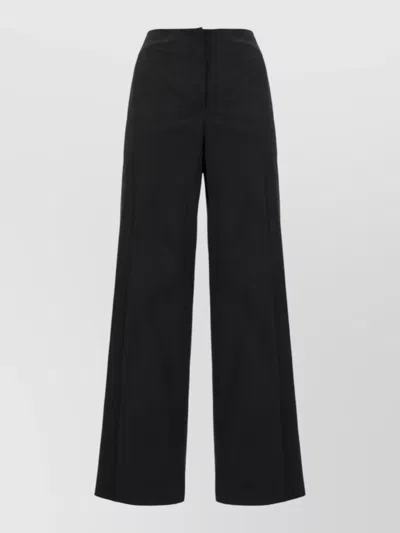 Jil Sander High Waist Polyester Blend Wide Leg Pants In Black