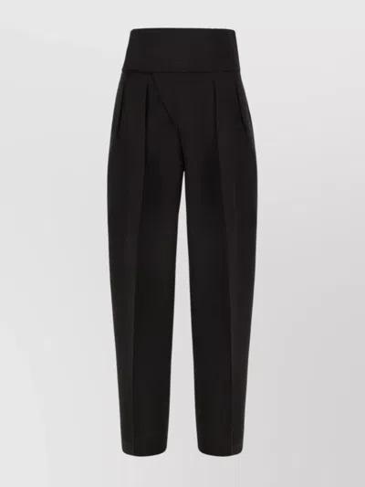 Jil Sander High Waist Tapered Leg Pleated Trousers In Black