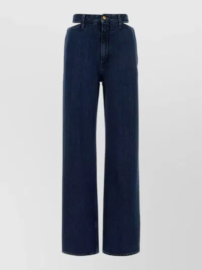 Jil Sander High Waist Wide Leg Denim Trousers In Blue