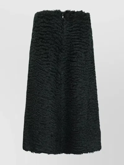 Jil Sander High-waisted Knee-length Textured Fabric Skirt In Black