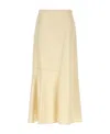 Jil Sander High-waisted Midi Skirt Asymmetric Hem In Nude