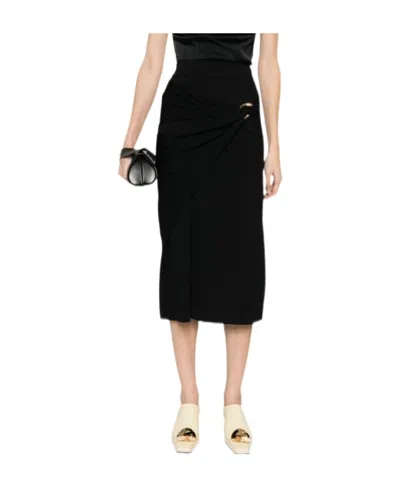 Jil Sander High-waisted Virgin Wool Skirt In Black