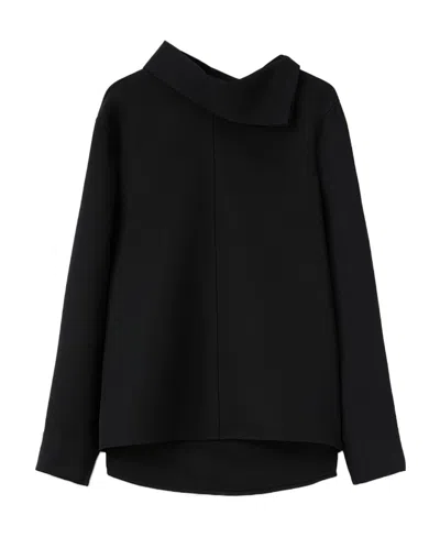 Jil Sander High-neck Long-sleeved Shirt In Black