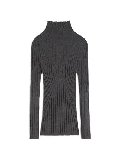 Jil Sander High-neck Ribbed Sweater In Gray