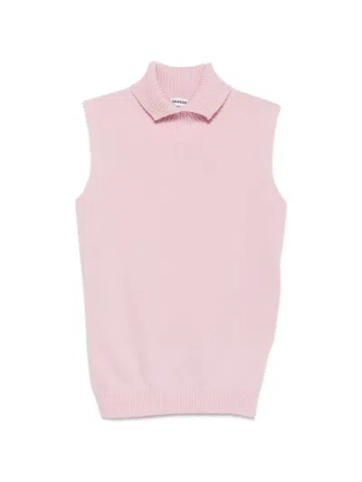 Jil Sander High-neck Split-collar Gilet In Pink