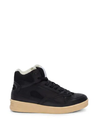Jil Sander High-top Panelled Sneakers In Black