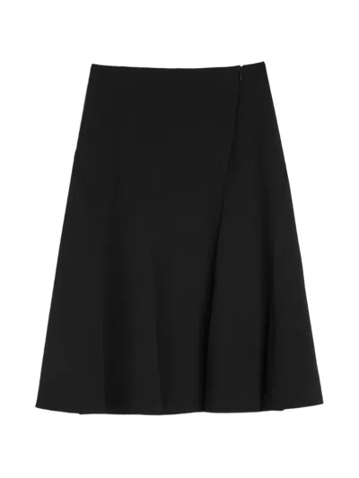 Jil Sander High-waisted A-line Midi Skirt In Black