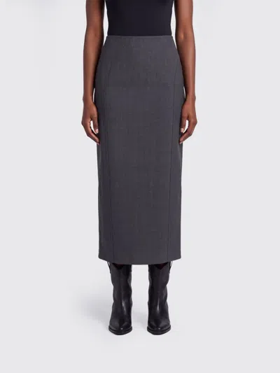 Jil Sander High-waisted Stretch Virgin Wool Midi Pencil Skirt In Gray
